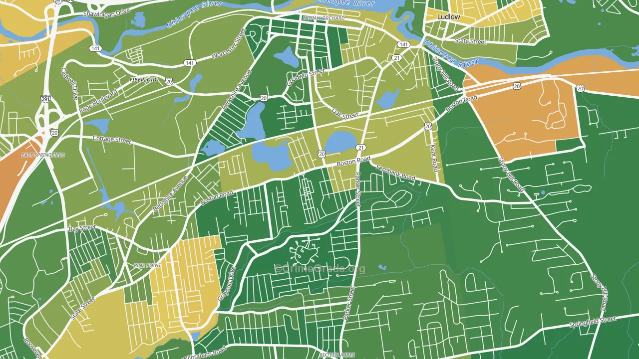 Boston Road, Springfield, MA Map of Arson Rates