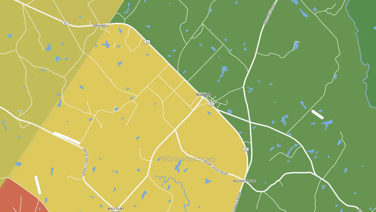 Bostwick, GA Map of Arson Rates