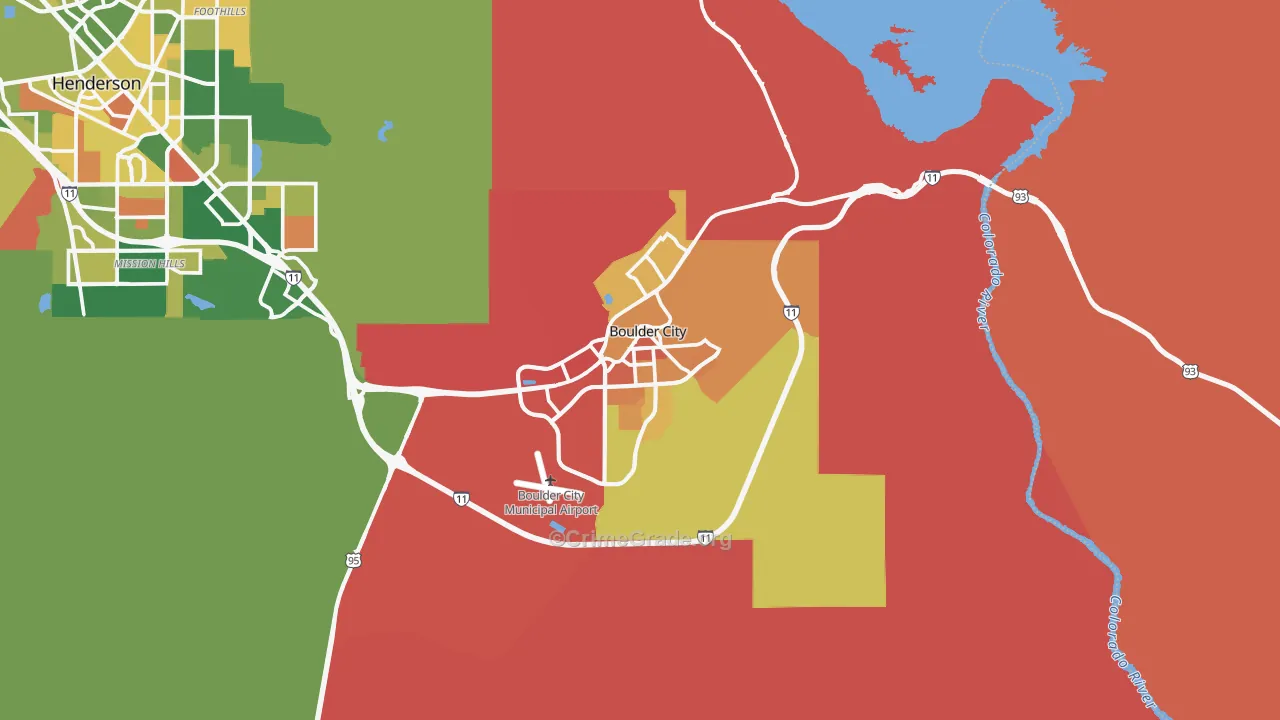 Boulder City, NV Map of Arson Rates