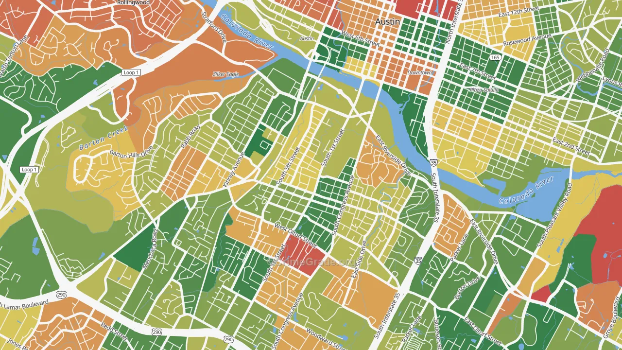 Bouldin, Austin, TX Map of Arson Rates