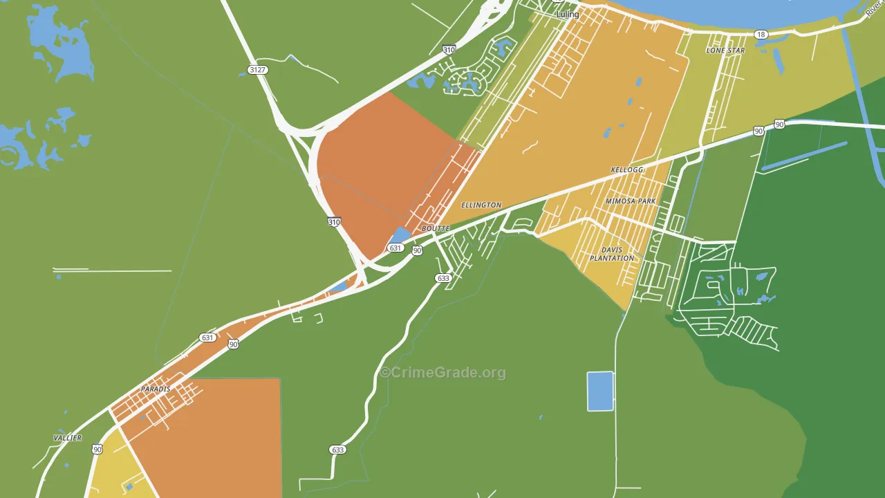 Boutte, LA Map of Arson Rates
