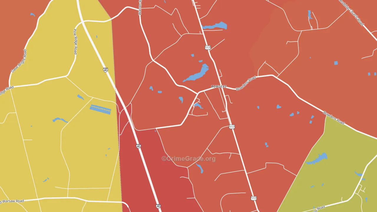 Bowdens, NC Map of Arson Rates