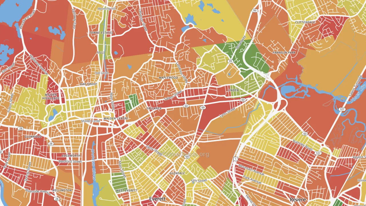 Bowdoin Apartments, Malden, MA Map of Arson Rates