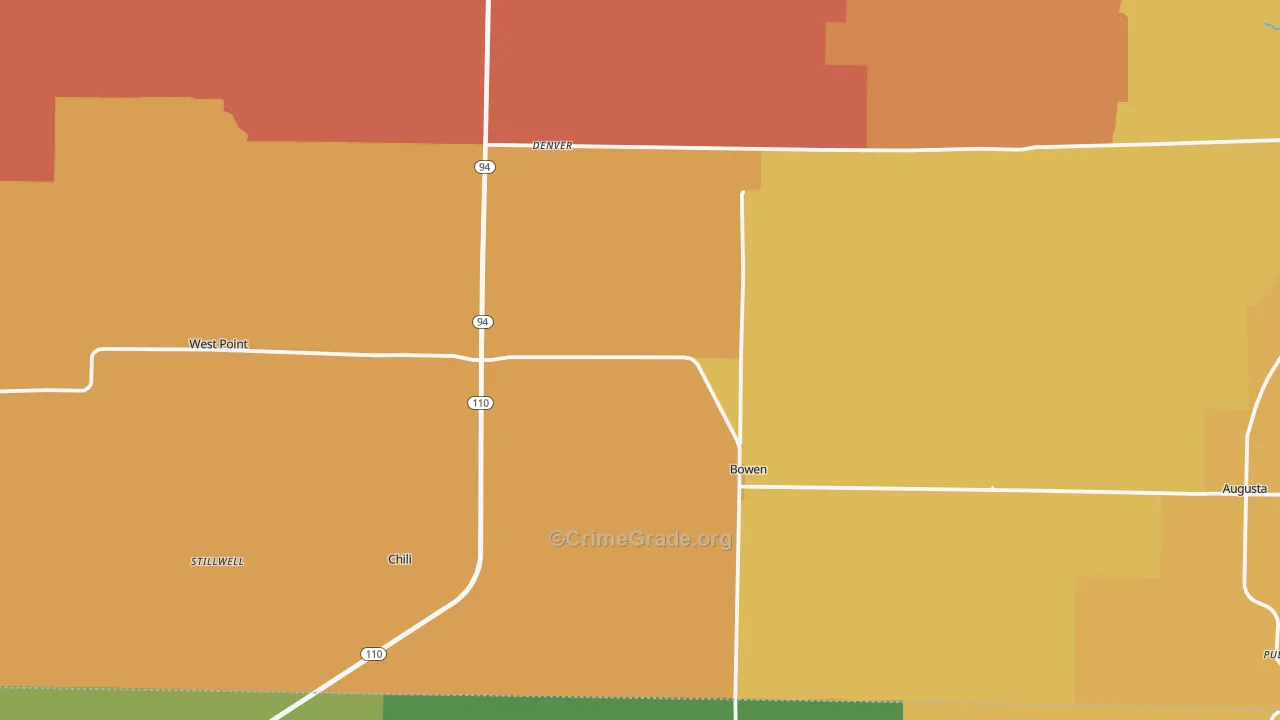 Bowen, IL Map of Arson Rates