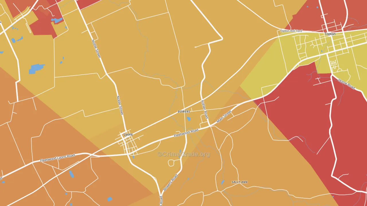 Bowers, PA Map of Arson Rates
