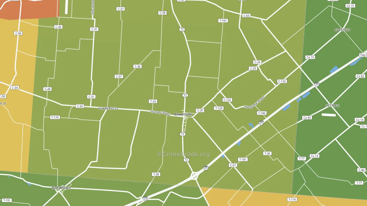 Bowersville, OH Map of Arson Rates
