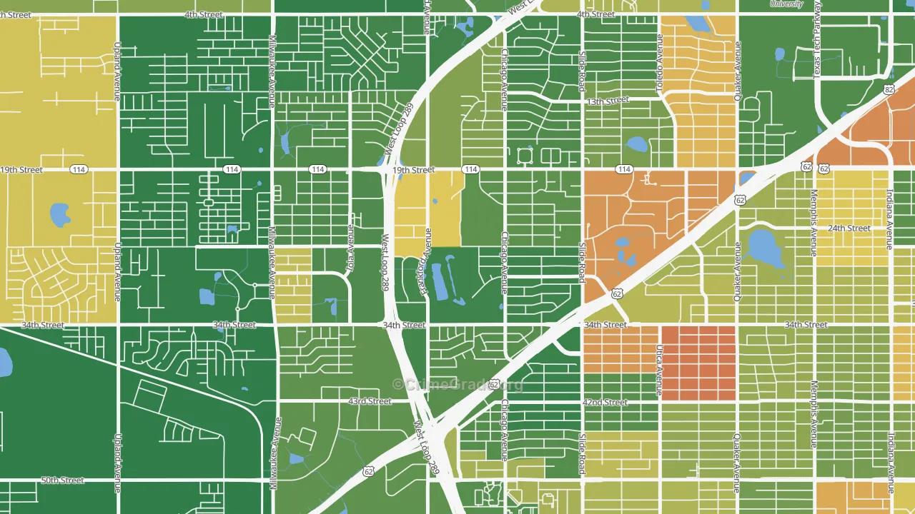 Bowie, Lubbock, TX Map of Arson Rates