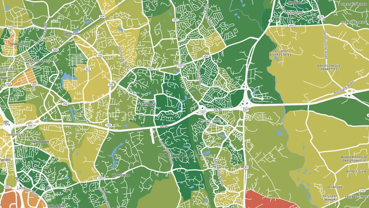 Bowie, MD Map of Arson Rates