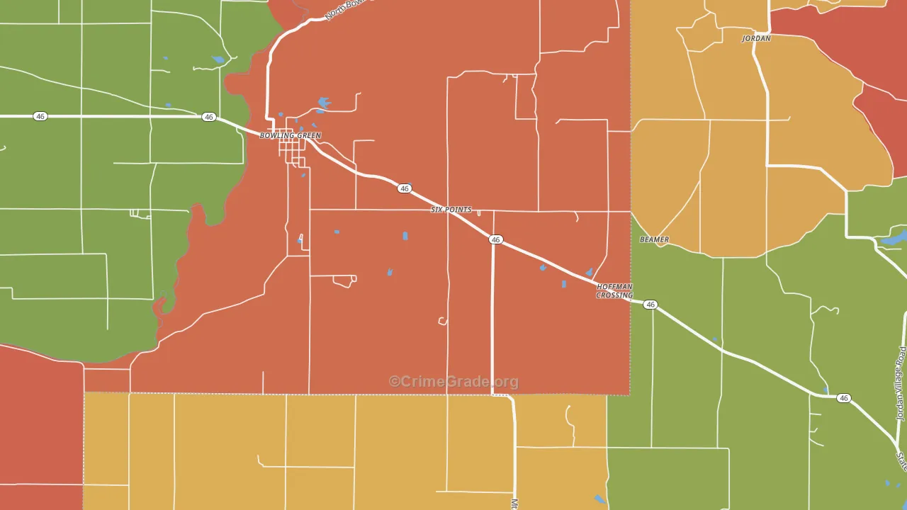 Bowling Green, IN Map of Arson Rates
