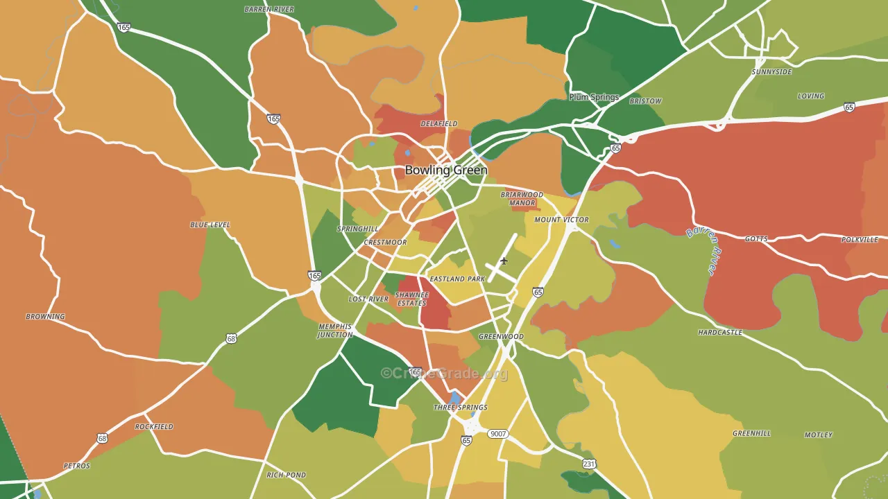 Bowling Green, KY Map of Arson Rates