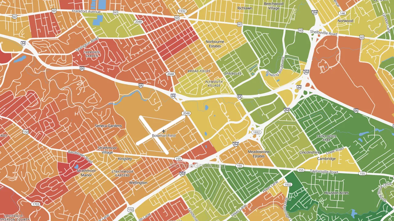 Bowman, Louisville, KY Map of Arson Rates
