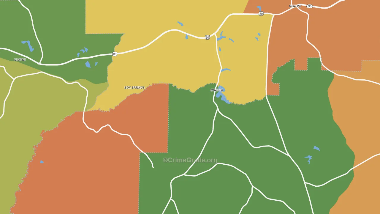 Box Springs, GA Map of Arson Rates