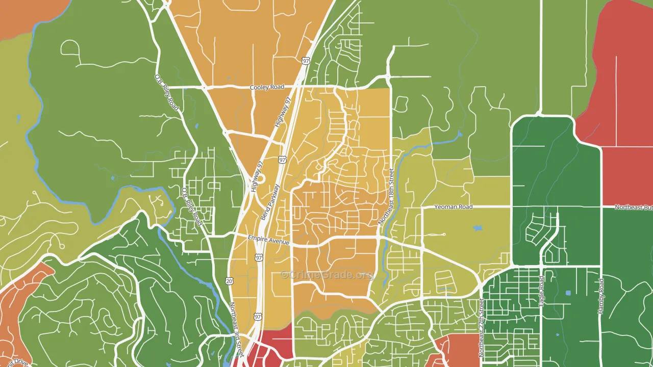 Boyd Acres, Bend, OR Map of Arson Rates