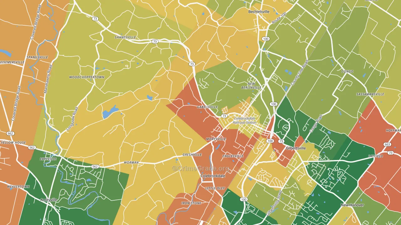 Boyertown, PA Map of Arson Rates