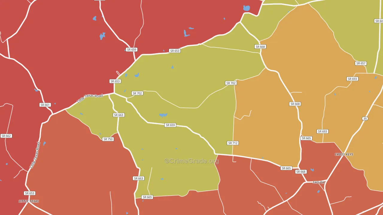 Boykins and Branchville, VA Map of Arson Rates