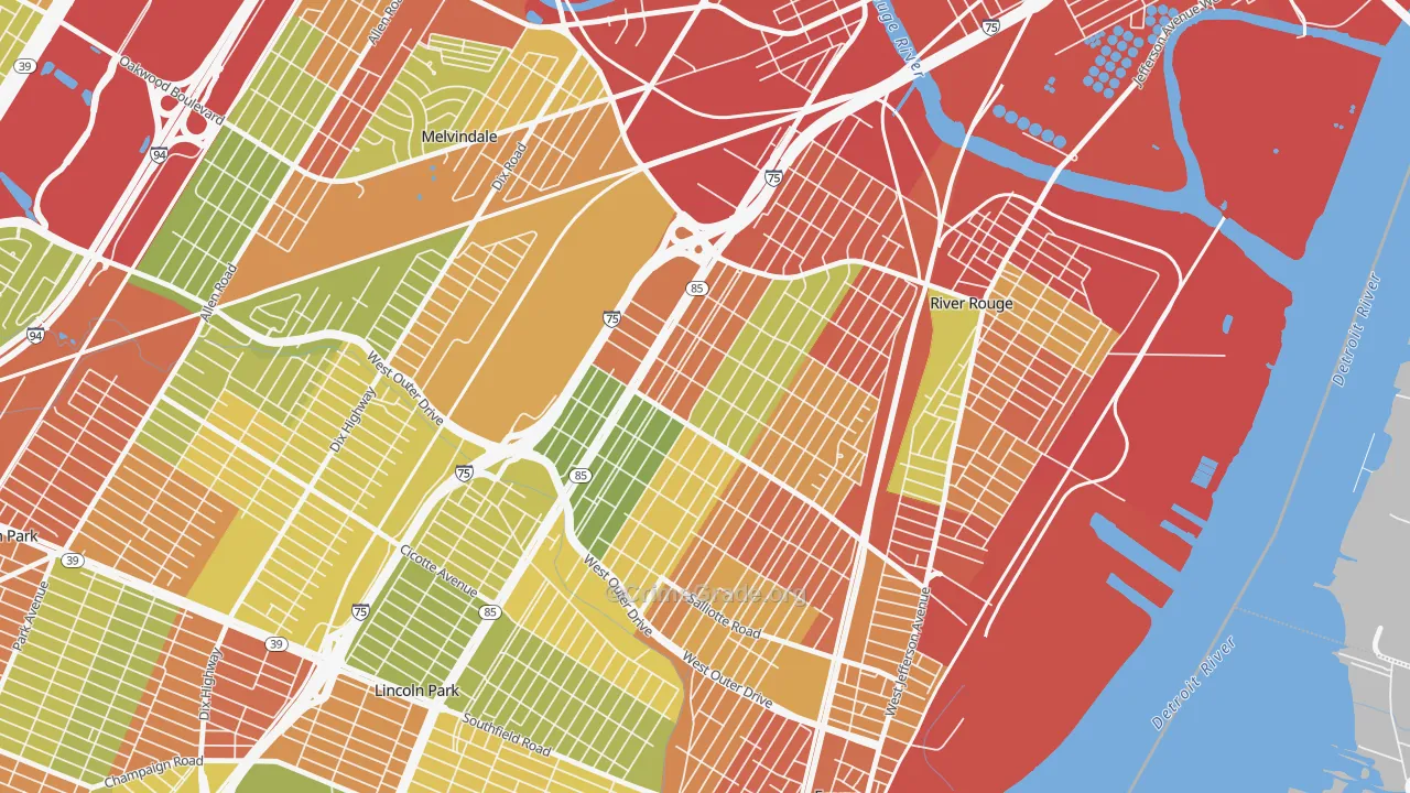 Boynton, Detroit, MI Map of Arson Rates