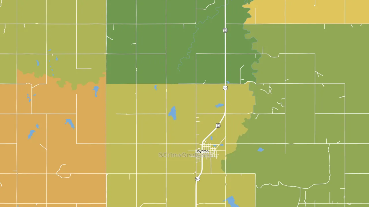 Boynton, OK Map of Arson Rates