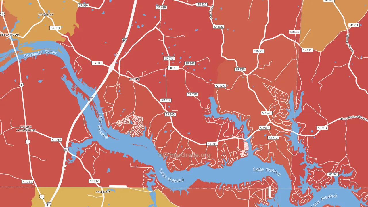 Bracey, VA Map of Arson Rates