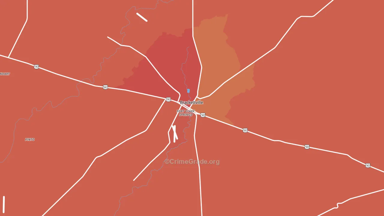 Brackettville, TX Map of Arson Rates
