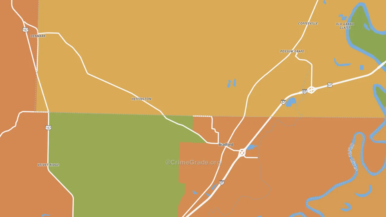 Bradford, AR Map of Arson Rates