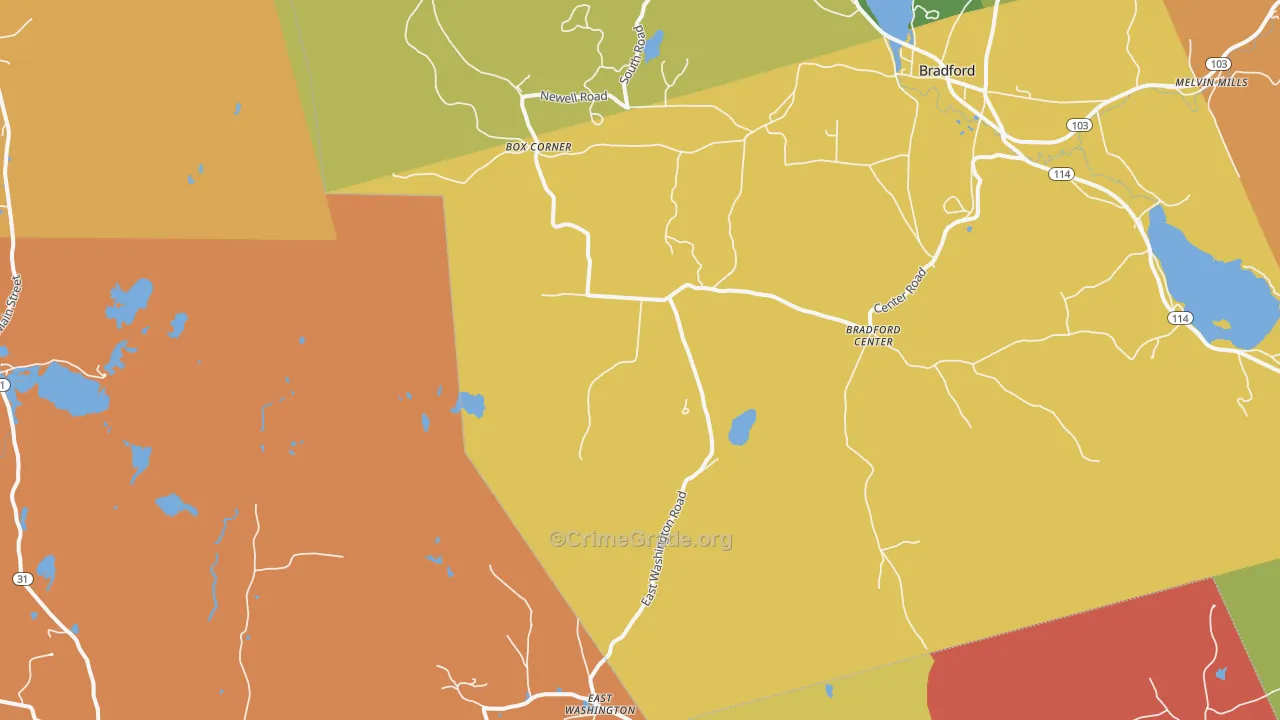 Bradford Center, NH Map of Arson Rates