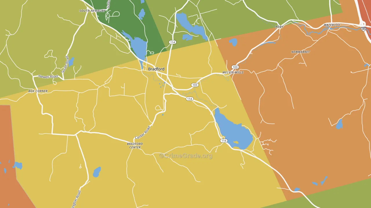 Bradford, NH Map of Arson Rates