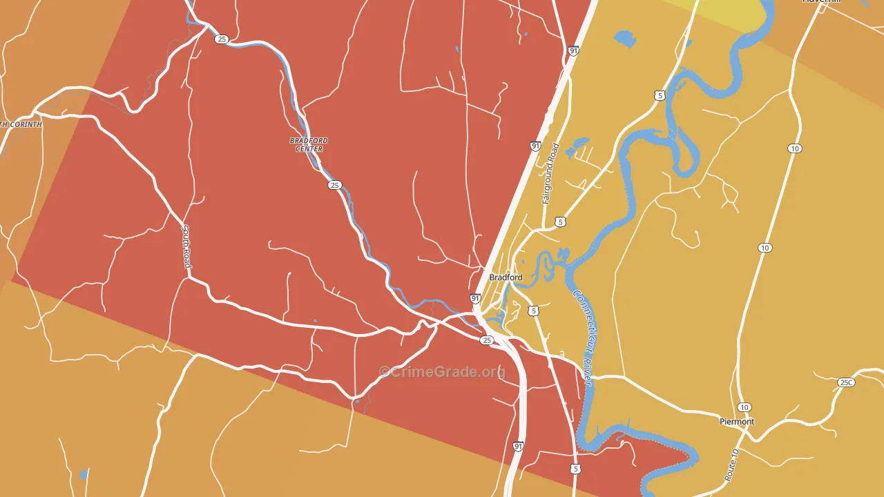 Bradford, VT Map of Arson Rates