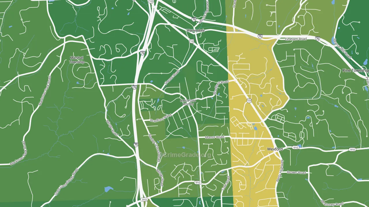 Bradford Woods, PA Map of Arson Rates
