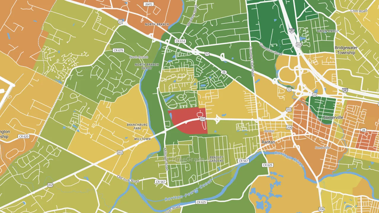 Bradley Gardens, NJ Map of Arson Rates