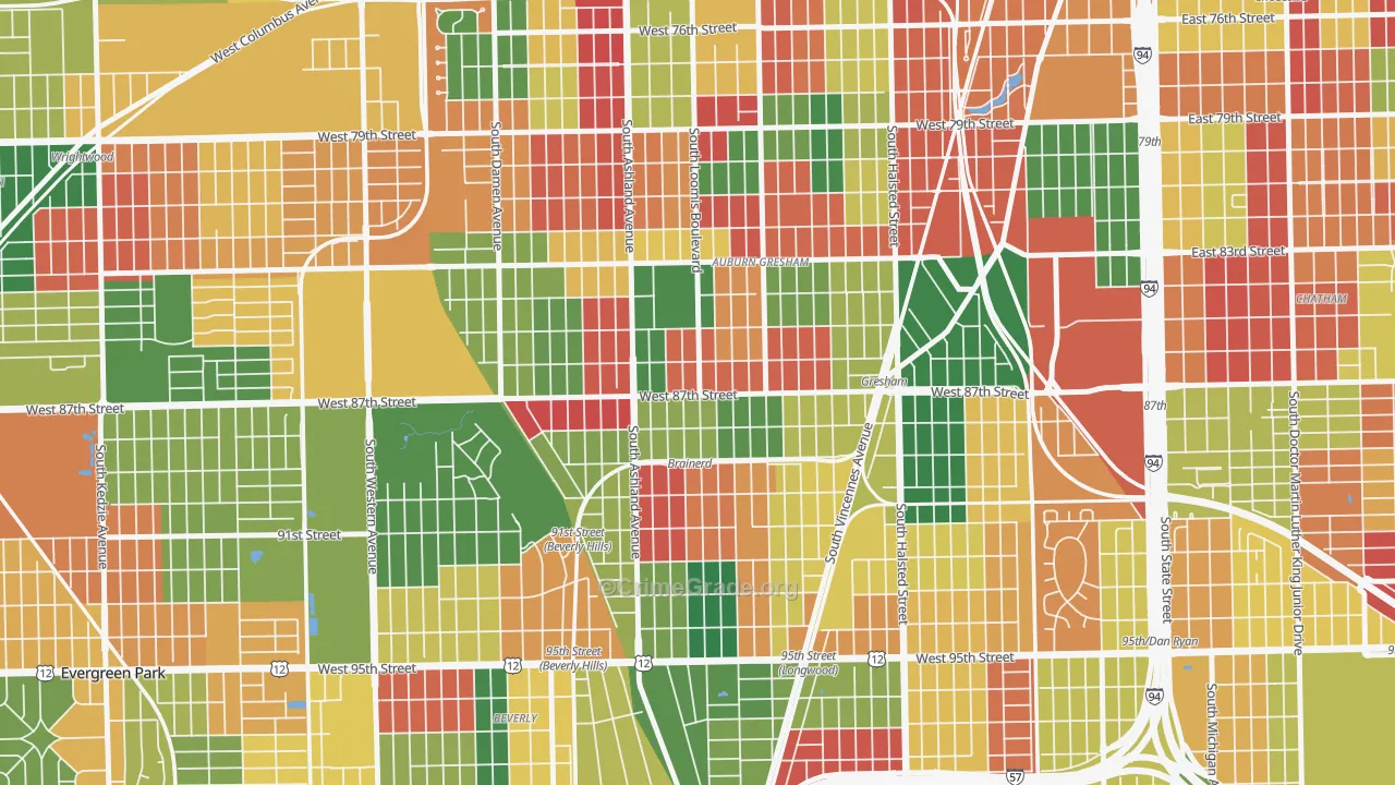 Brainerd, Chicago, IL Map of Arson Rates