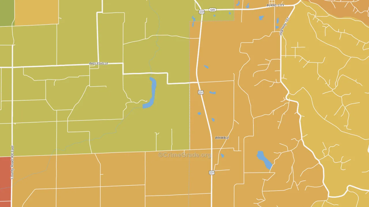 Bramble, IN Map of Arson Rates