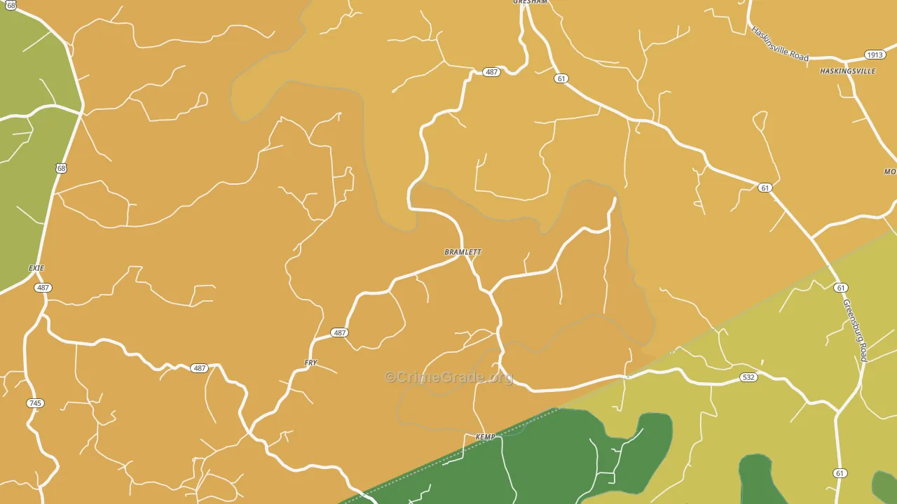 Bramlett, KY Map of Arson Rates