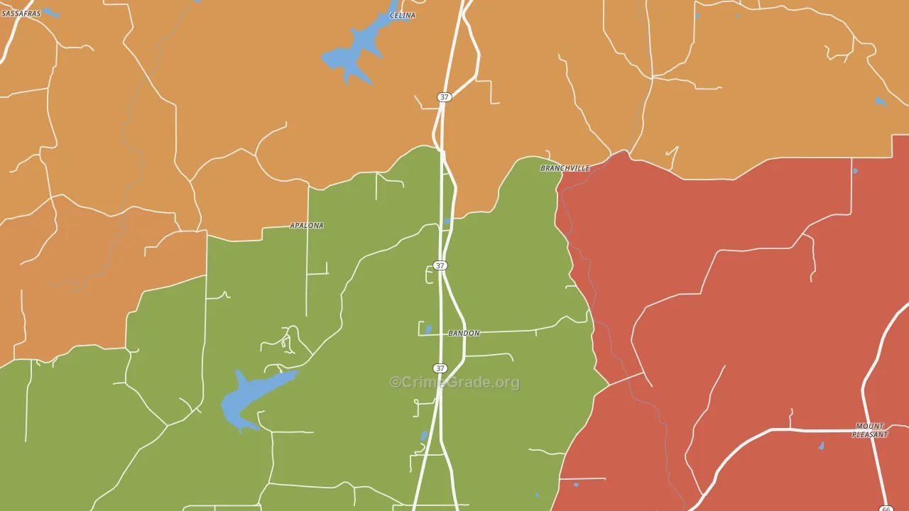 Branchville, IN Map of Arson Rates