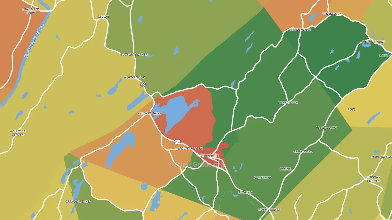 Branchville, NJ Map of Arson Rates