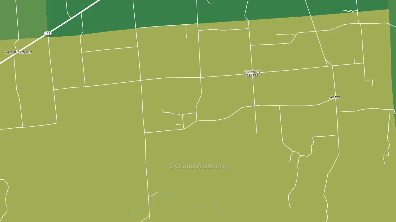Brandon Center, NY Map of Arson Rates