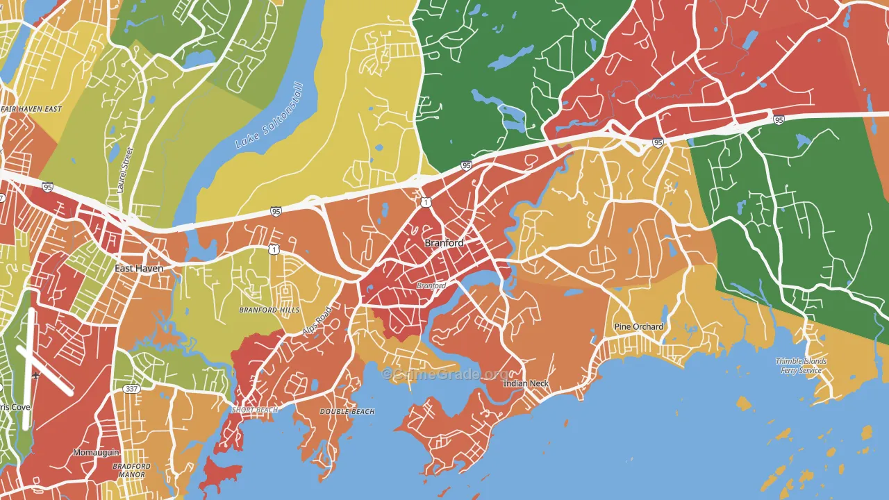 Branford Center, CT Map of Arson Rates
