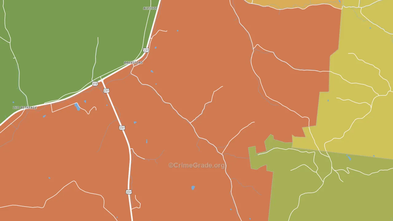 Bransford, TN Map of Arson Rates