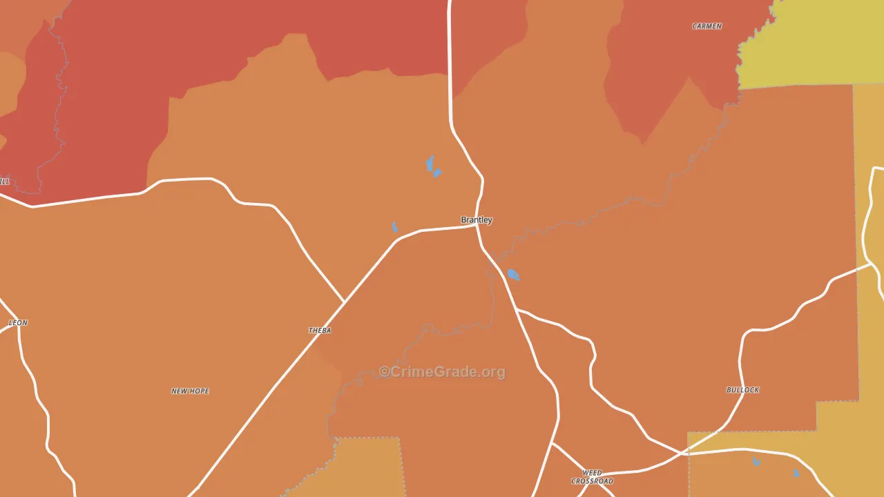 Brantley, AL Map of Arson Rates