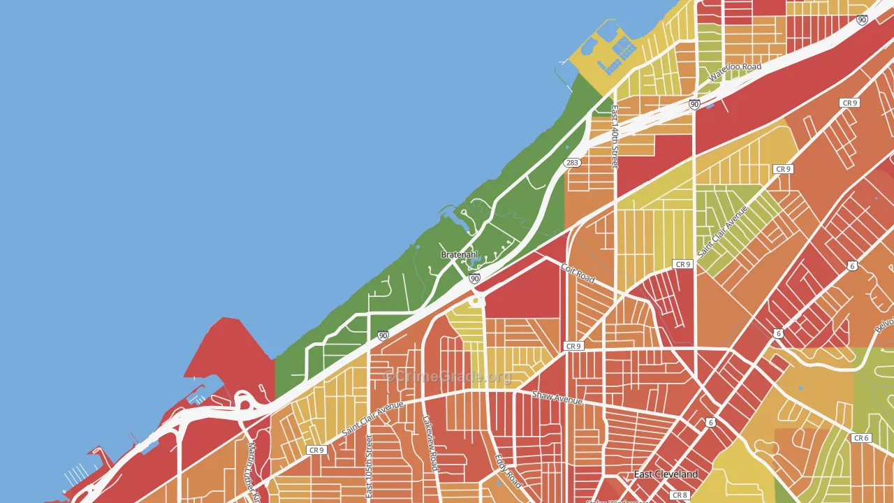 Bratenahl, OH Map of Arson Rates