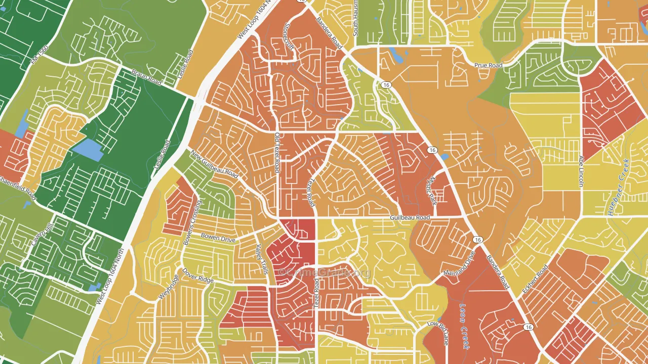 Braun Station West, San Antonio, TX Map of Arson Rates