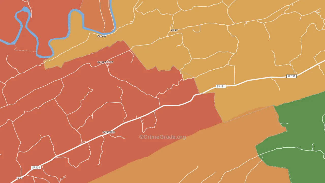 Bray, TN Map of Arson Rates