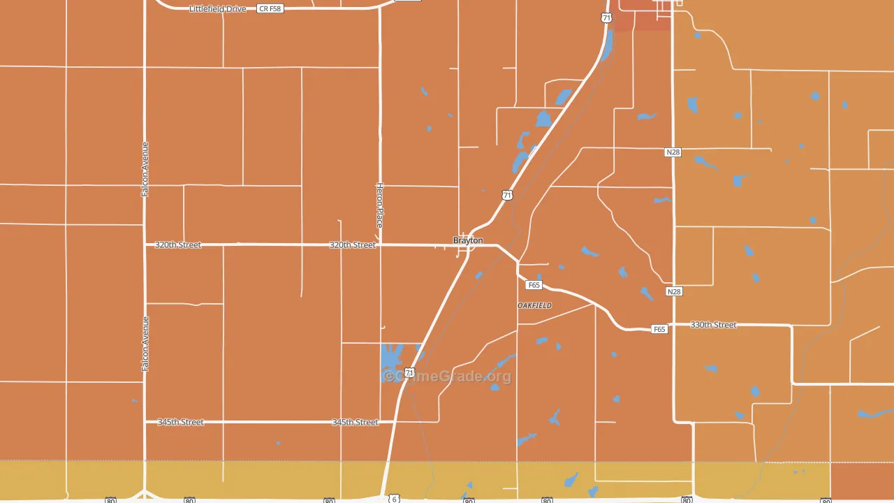 Brayton, IA Map of Arson Rates