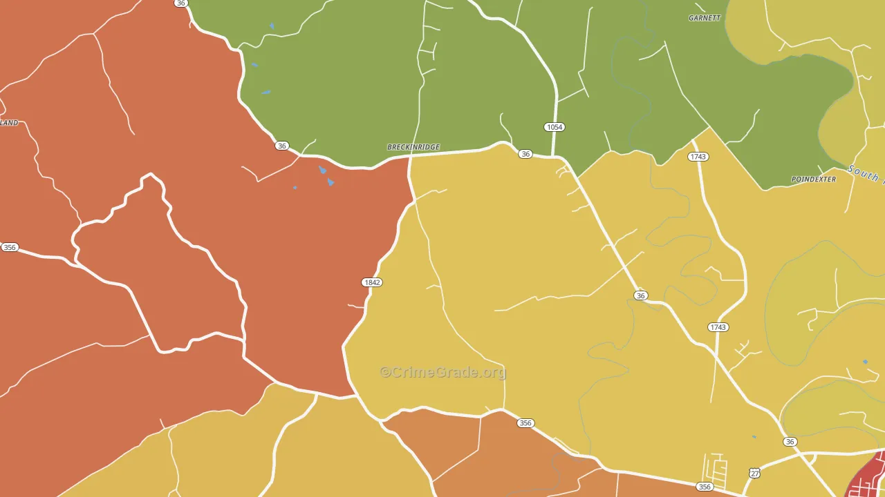 Breckinridge, KY Map of Arson Rates