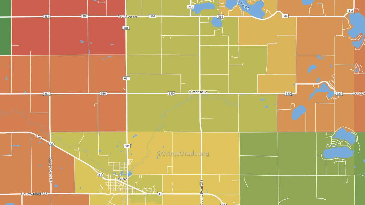 Breedsville, MI Map of Arson Rates