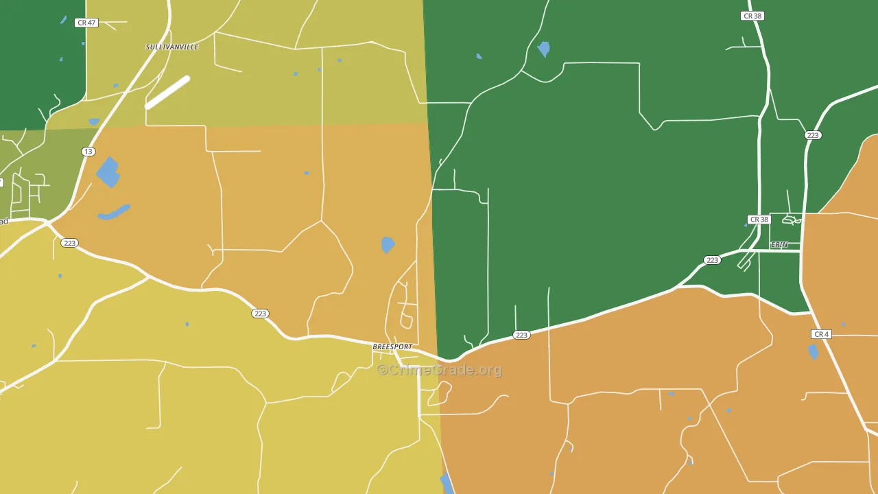 Breesport, NY Map of Arson Rates