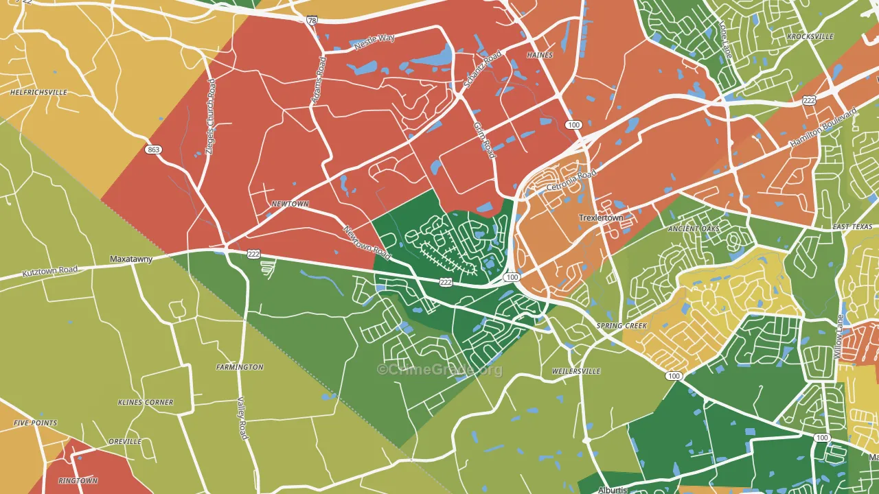 Breinigsville, PA Map of Arson Rates