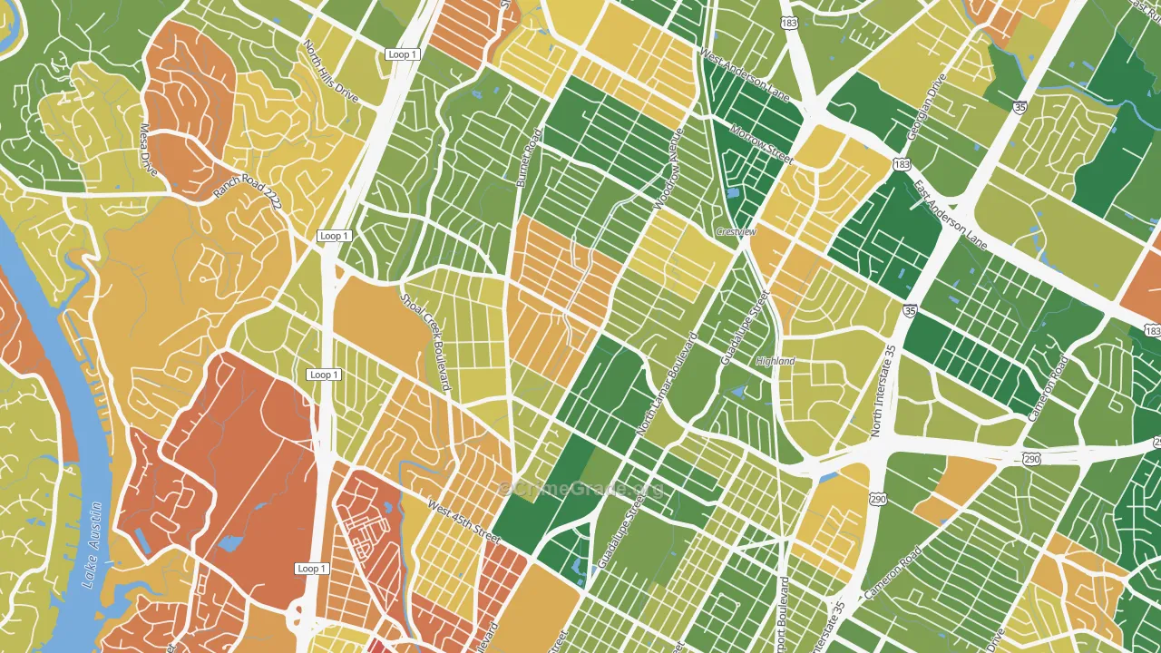 Brentwood, Austin, TX Map of Arson Rates