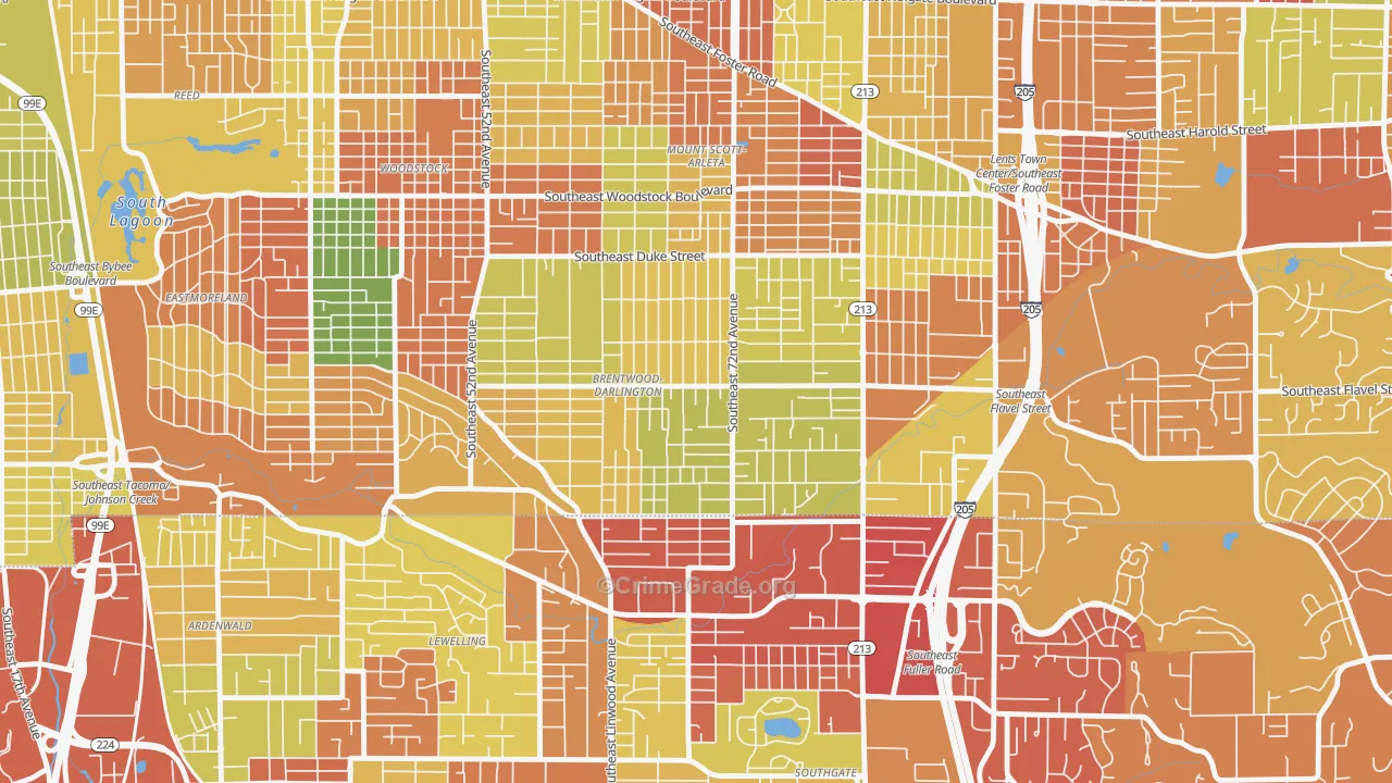 Brentwood-Darlington, Portland, OR Map of Arson Rates