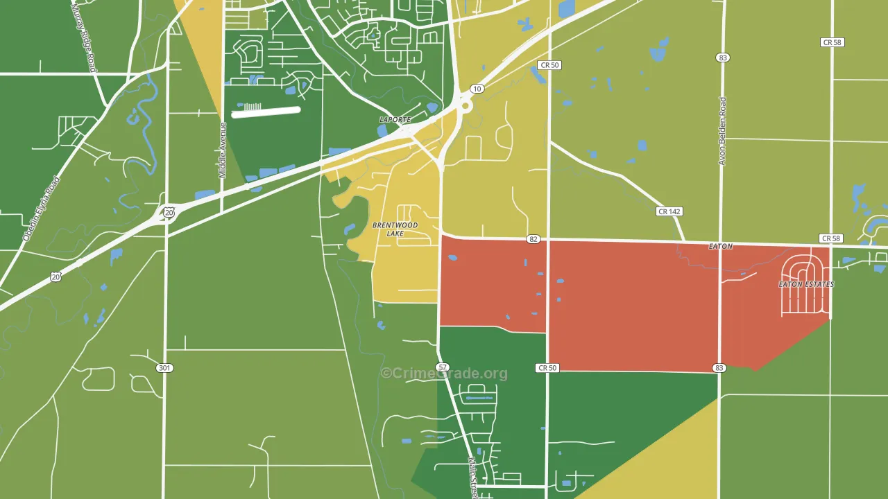 Brentwood Lake, OH Map of Arson Rates