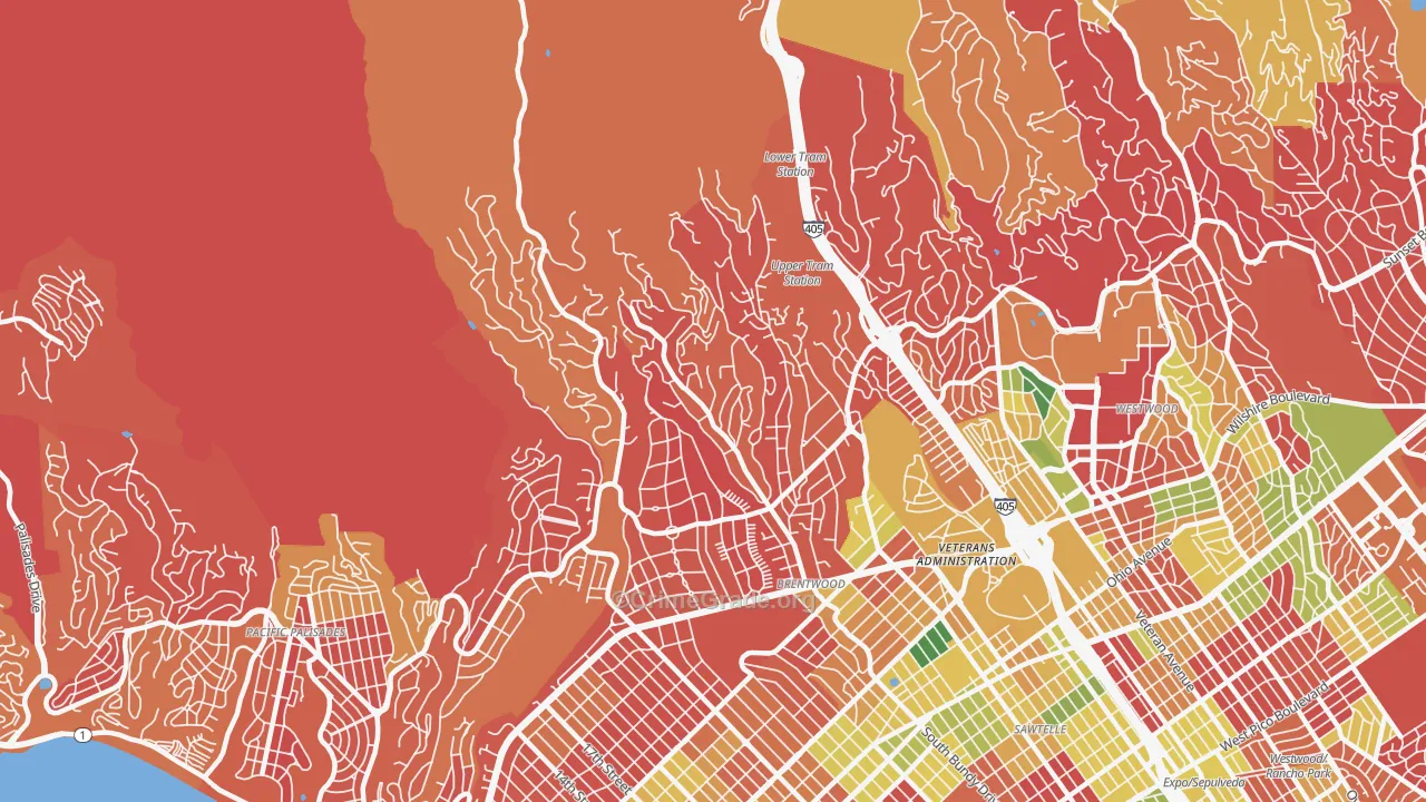 Brentwood, Los Angeles, CA Map of Arson Rates